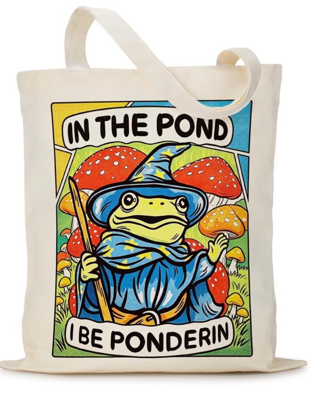 Frog Ponderin' Canvas Tote - Picture 1 of 4